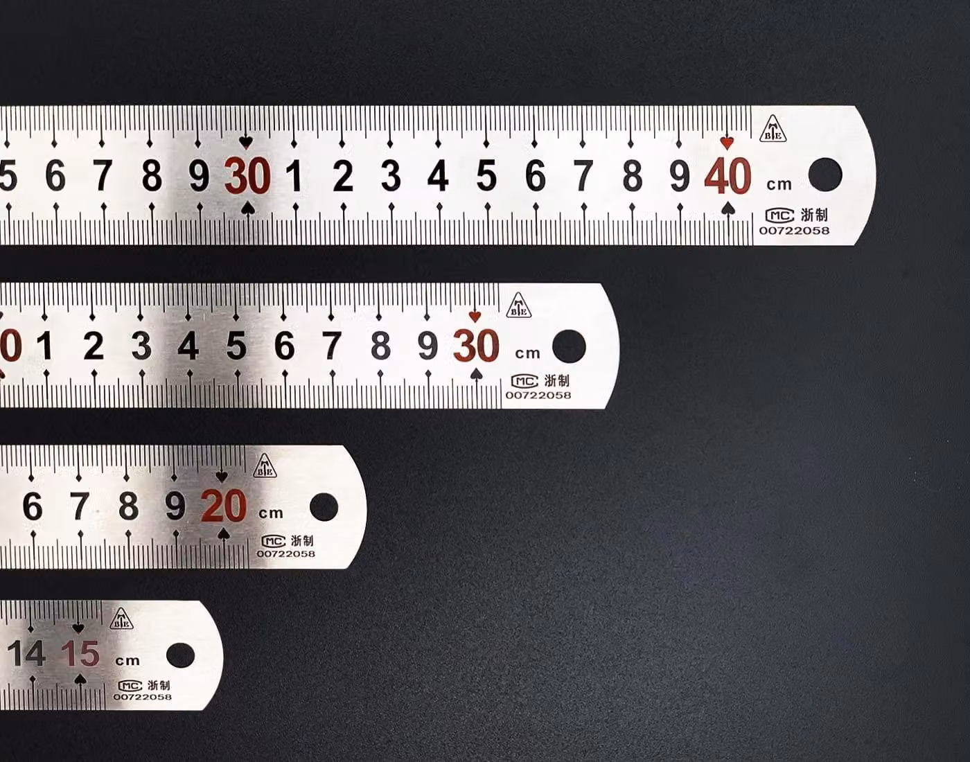 Set di 4 righelli in acciaio inossidabile per misurazioni di precisione