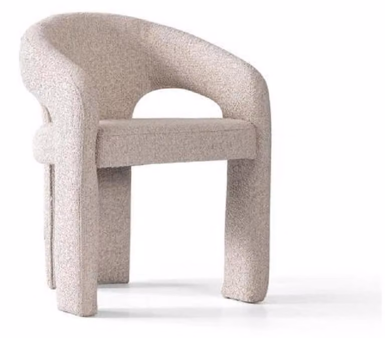 Sedia moderna, beige, elegante, imbottita, ideale per la sala da pranzo, con schienale