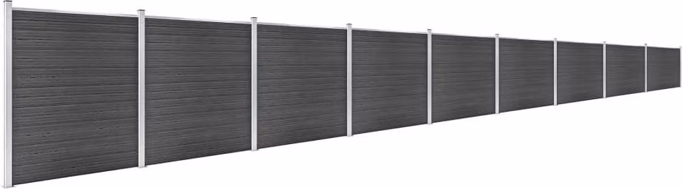 Set Pannelli di Recinzione in WPC 1564x186 cm Nero
