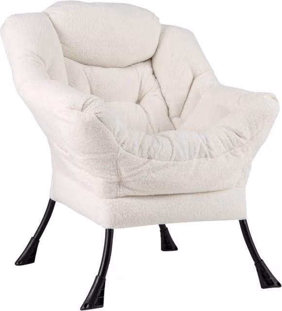 Poltrona Lounge Design Mania Beige con Schienale e Seduta Imbottiti e Struttura in Metallo