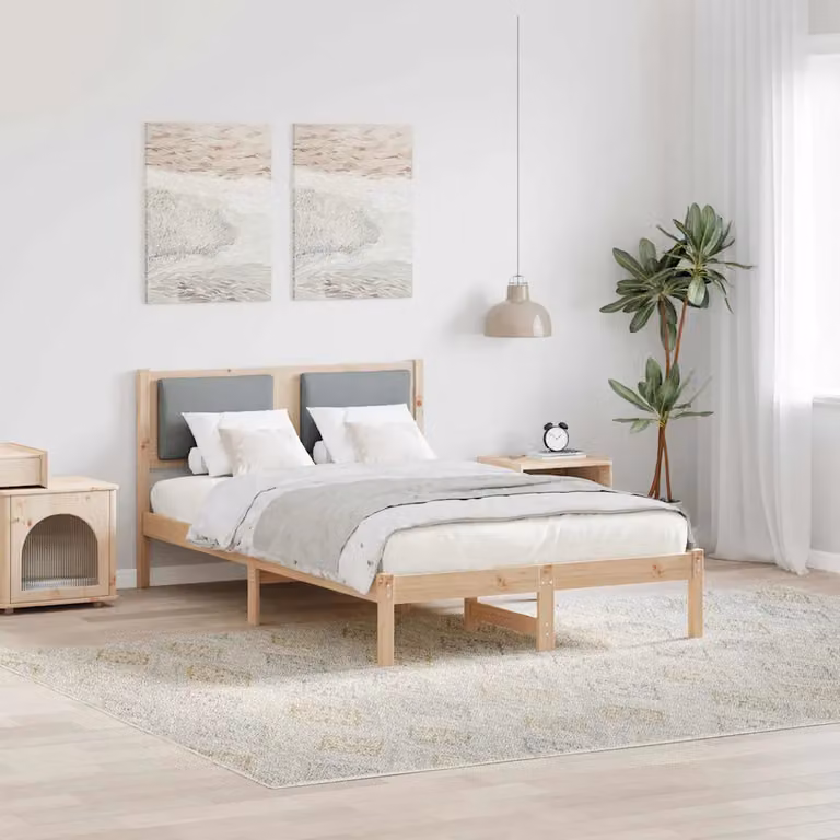 Struttura del letto vidaXL in pino massello grigio 120 x 200 cm