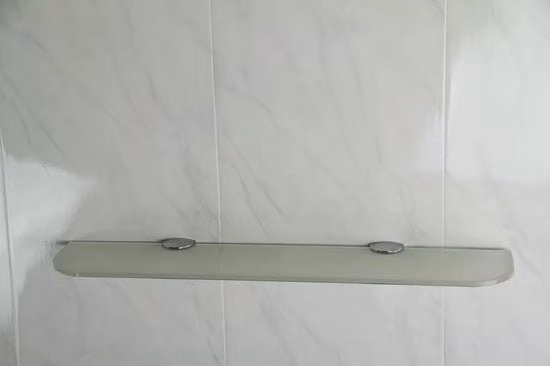 Pannello in vetro lucido con angoli arrotondati per bagno, cucina o camera da letto, colore bianco, L: 500 mm, H: 100 mm