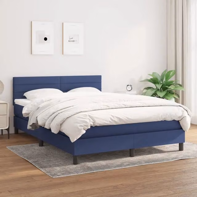 Letto Ibrido con Giroletto a Molle e Materasso vidaXL, Blu e Bianco, L/P: 140 x 190 cm