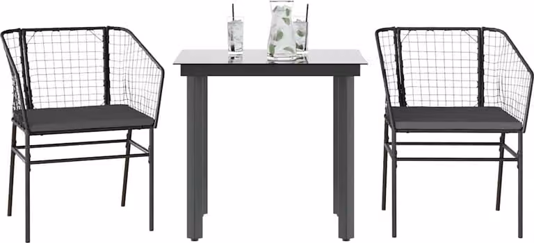 Maison Exclusive - Set da Pranzo da Giardino 3 pz con Cuscini Polyrattan Vetro