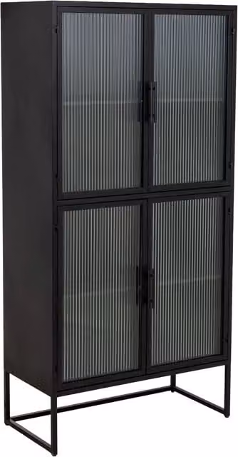 Vetrina Wanderlust Deco in metallo nero con ante in vetro e ripiani interni, stile industrial, L: 80 cm, P: 38,5 cm, H: 161 cm – 1