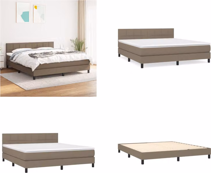 vidaXL Letto boxspring con materasso Taupe 180x200 cm in tessuto - Letto boxspring - Boxspringbetten - Bett - Schlafzimmermöbel