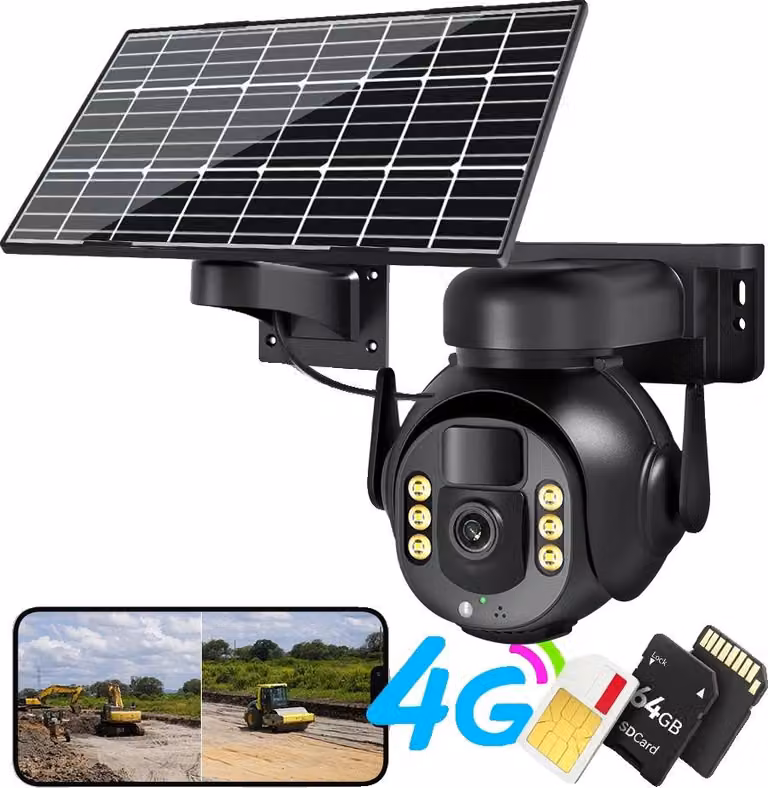 Telecamera per esterni, connettività 4G, capacità di visione notturna, 8MP Aggiungi 64G, spina UE