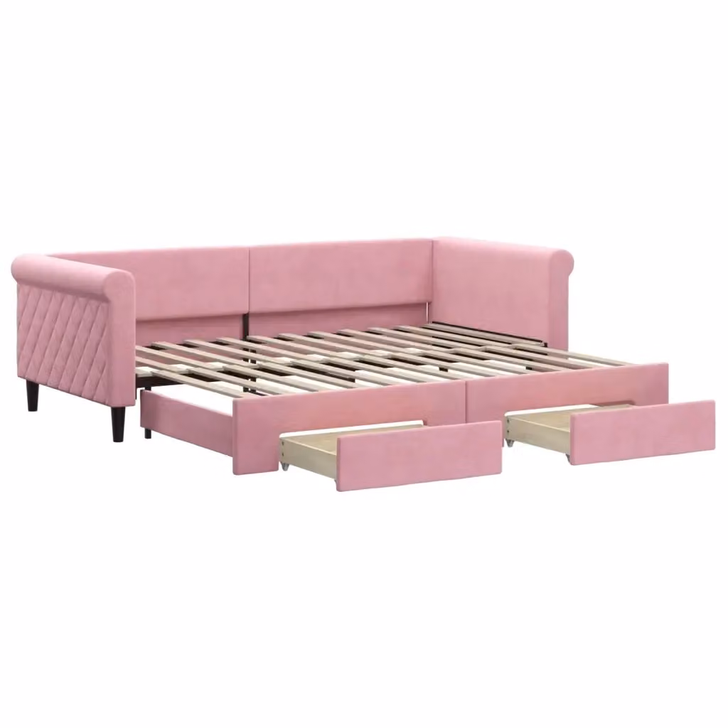 Divano Letto Moderno con Cassetti in Velluto Rosa vidaXL – 2