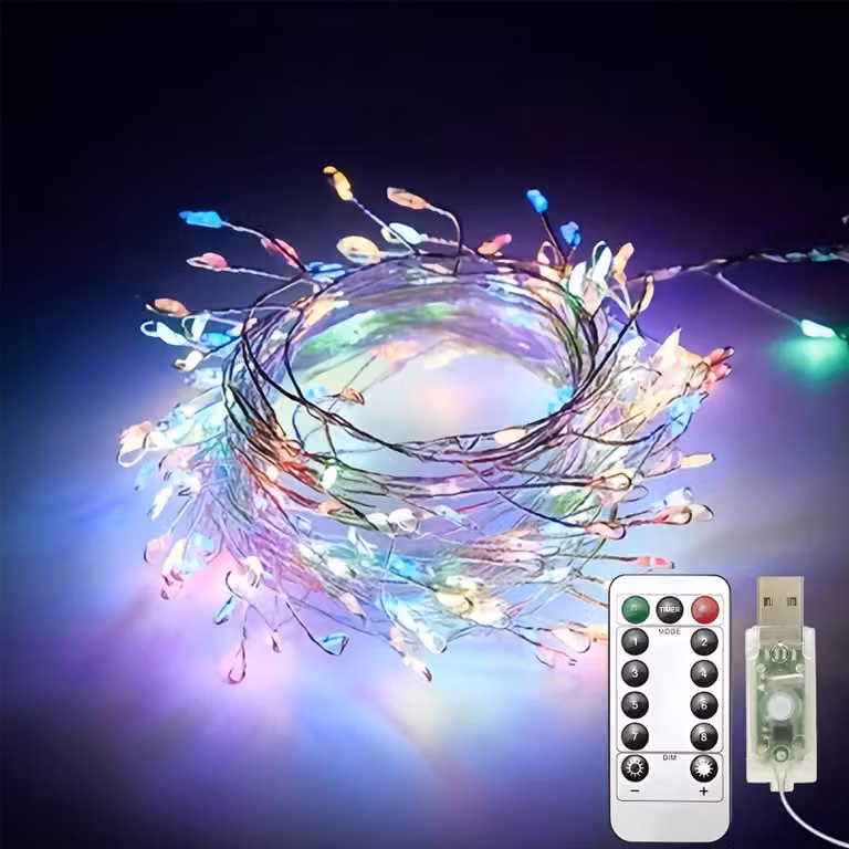 Confezione da 2: Catene luminose USB, lunghezza 6 metri, 200 LED, multicolore, 8 modalità, impermeabili
