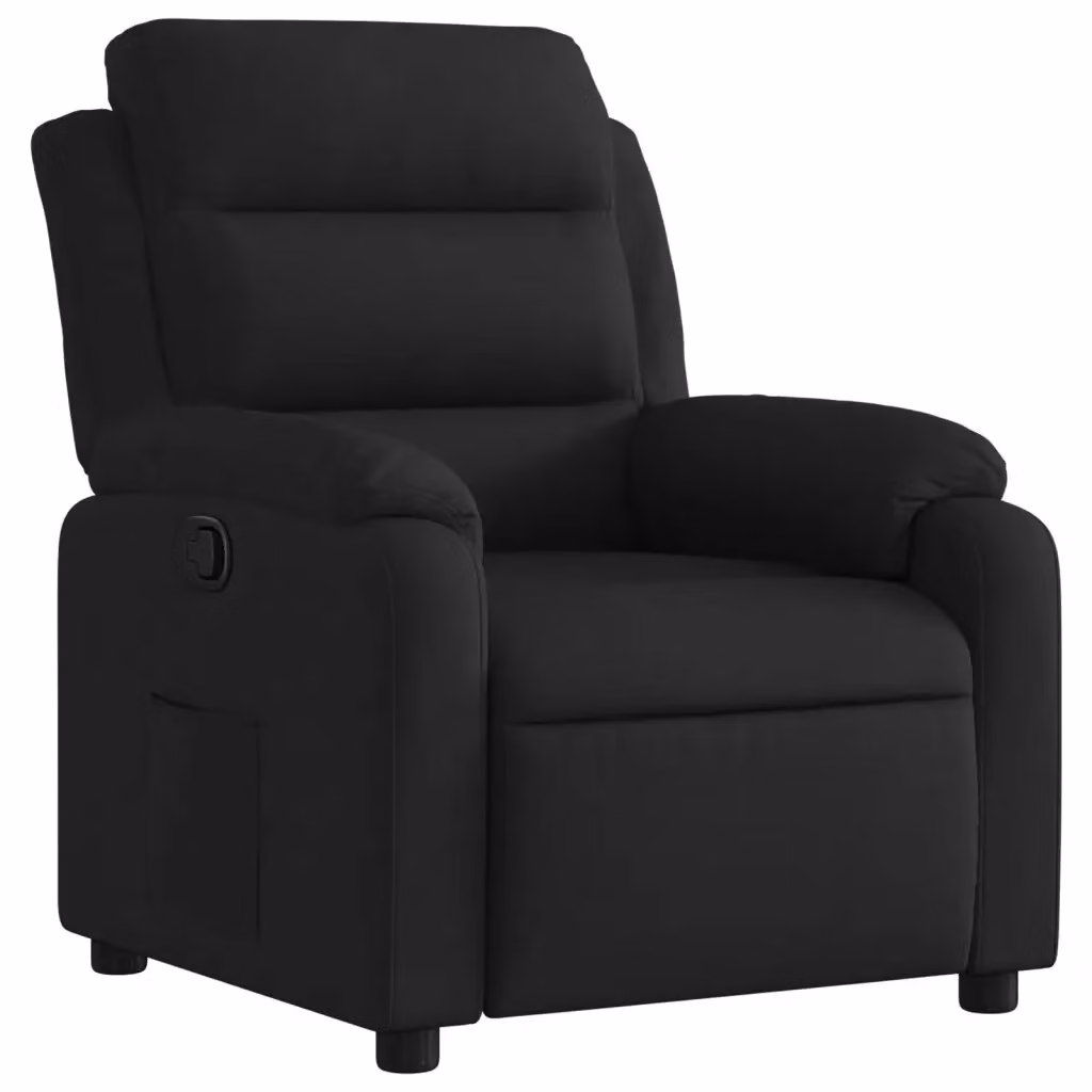 vidaXL Poltrona reclinabile relax in tessuto nero con braccioli e struttura in legno e metallo – 2