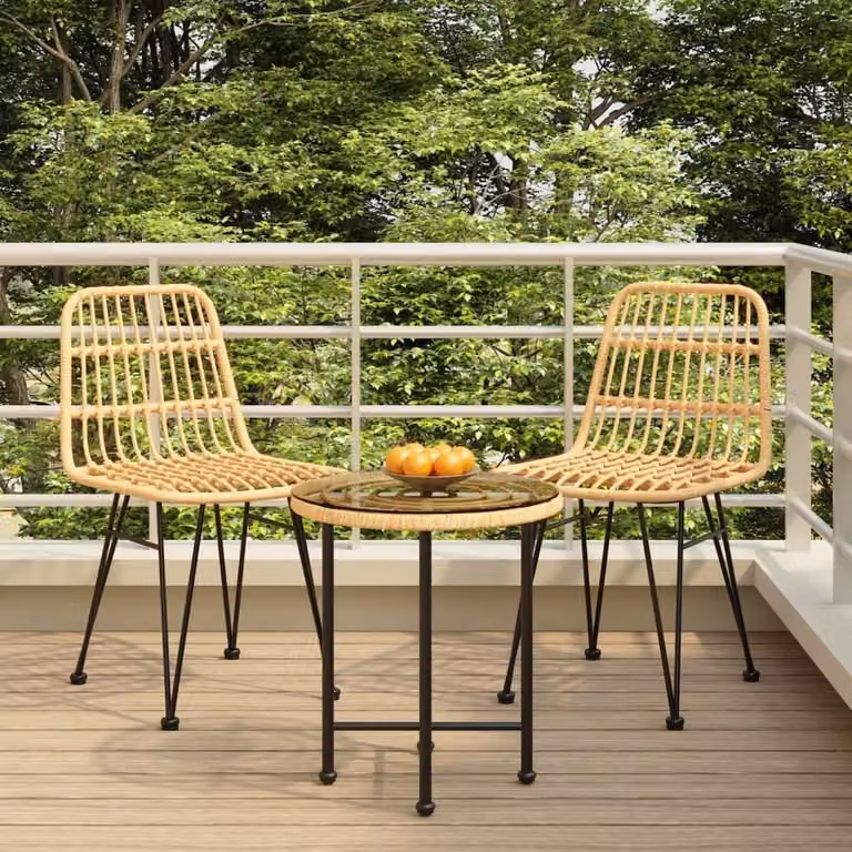 Maison Exclusive - Set da pranzo da giardino in rattan sintetico, 3 pezzi