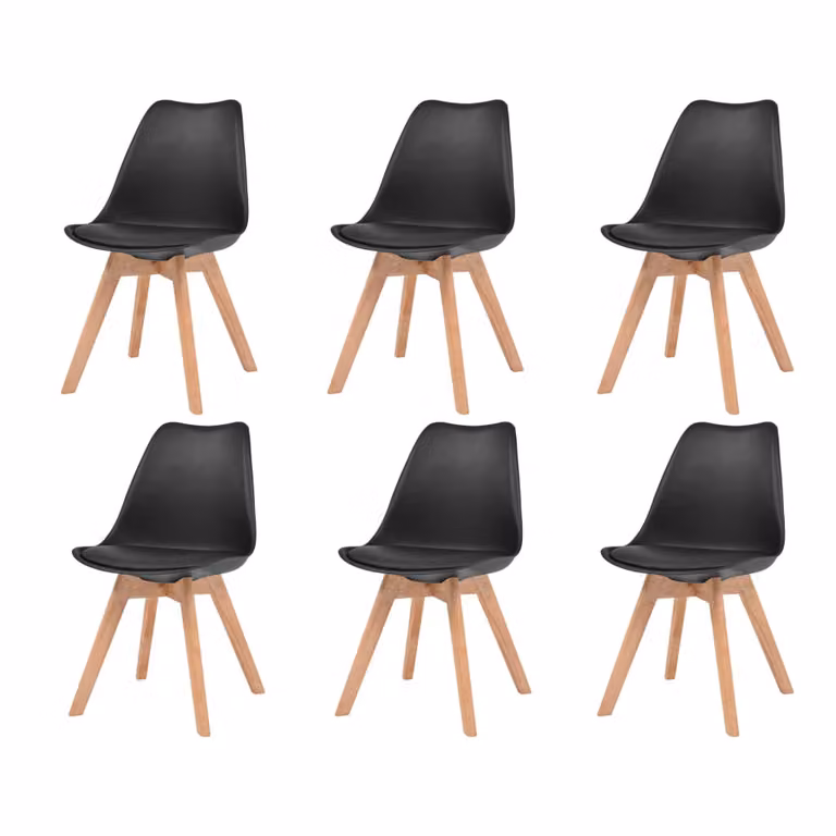 The Living Store Sedie da pranzo 6 pezzi in plastica nera