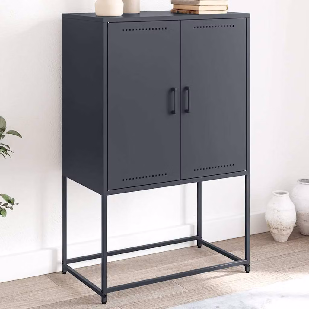 Credenza in stile industriale vidaXL in metallo antracite opaco L: 68,5 cm, P: 38,5 cm, H: 107 cm