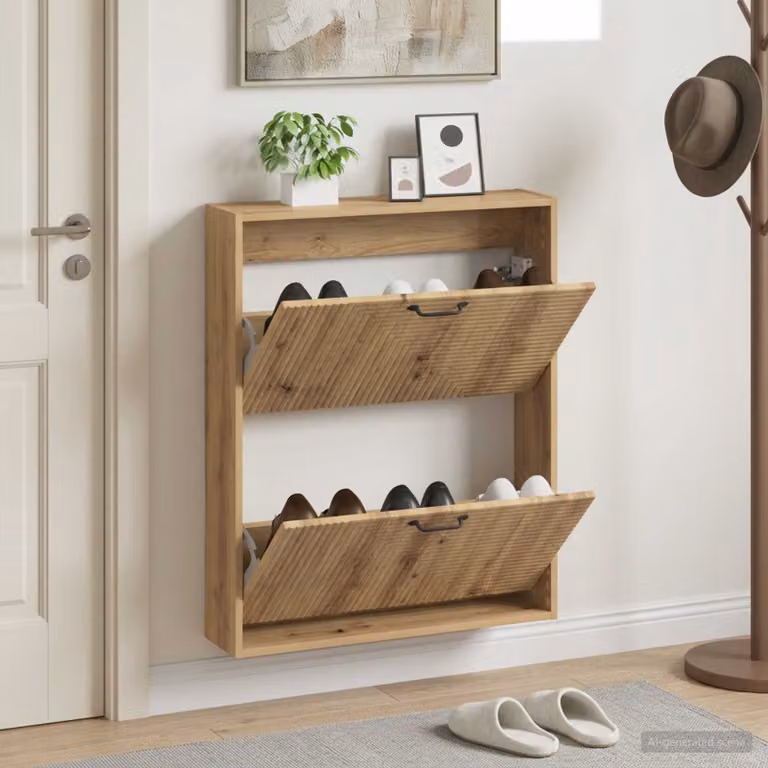 Mobiletto per scarpe da muro vidaXL HAARLEM moderno con scomparti basculanti, L: 71 cm, P: 17 cm, H: 86 cm