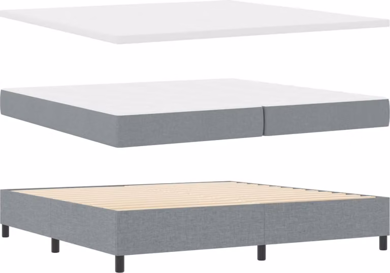 Maison Exclusive - Letto boxspring con strisce luminose a LED, grigio chiaro, 200 x 200 cm, rivestimento in tessuto