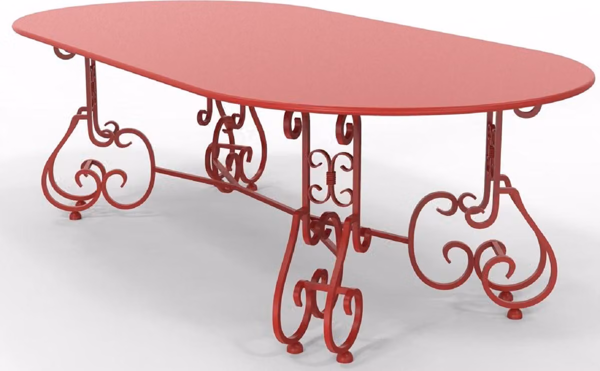 Casa Padrino Tavolo da giardino liberty 245 x 120 x H. 73,5 cm - Vari colori - Tavolo ovale in ferro battuto per giardino e patio - Mobili da giardino e patio in ferro battuto liberty
