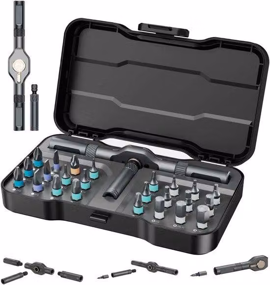 Set di 24 utensili multifunzione – Maniglia ergonomica a forma di T per montaggio di mobili e riparazioni di precisione – Include utensili per biciclette ed elettronica