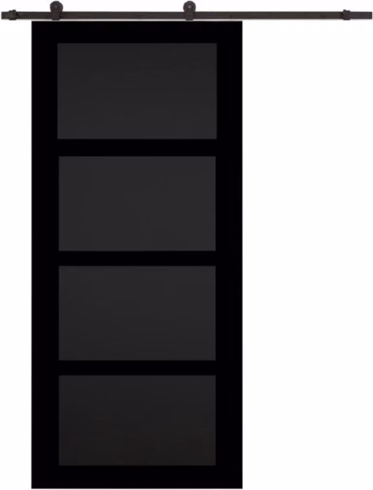 Porta scorrevole Telia nera 4 ante H204 x L73 cm, binario con rotelle GD MENUISERIES