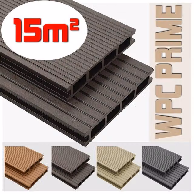 Listoni WPC per pavimentazione decking colore Coffee, copertura 15m², L: 14 cm, L: 220 cm, H: 2,5 cm – 1
