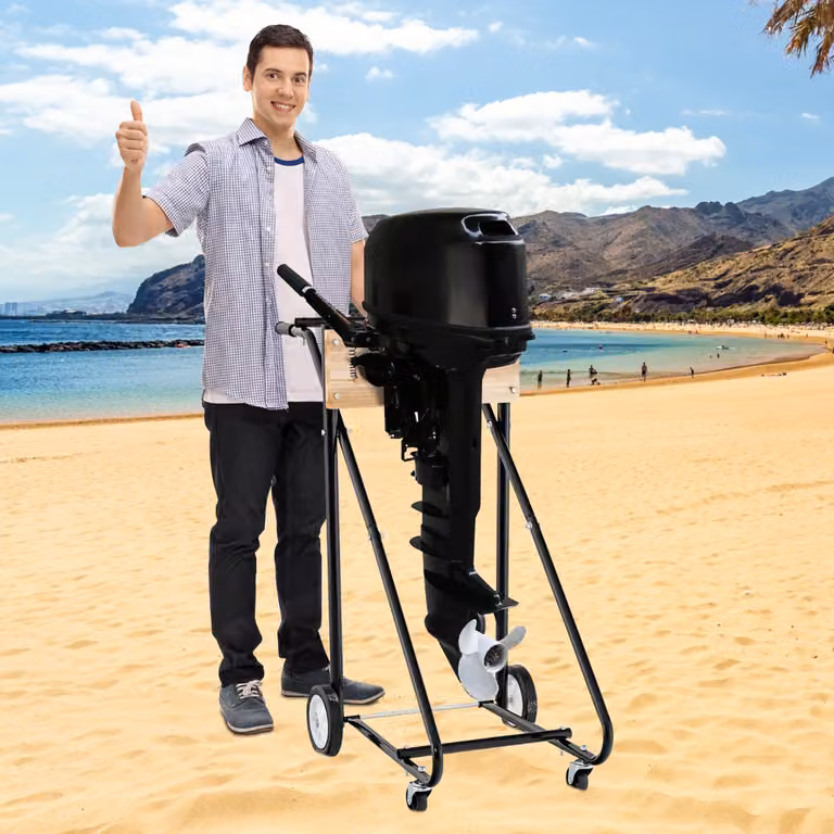 Carrello multifunzione per trasporto e riparazione motore fuoribordo Costway nero, portata 150 kg