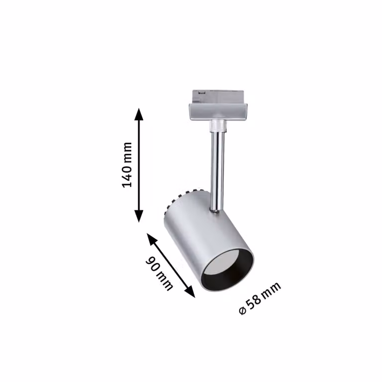 Paulmann URail Shine faretto LED cromo, Alluminio / Grigio / Zincato, Soggiorno / Sala da pranzo, Metallo, Moderno