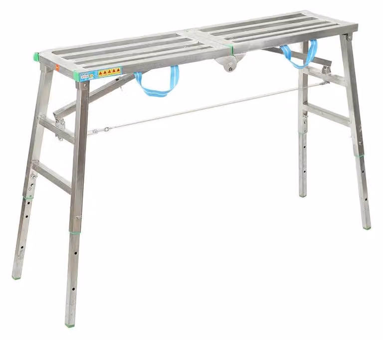 Piattaforma di lavoro - Cavalletti/gradini telescopici pieghevoli - Regolabili in altezza - Ponteggi da imbianchino per lavori di stuccatura e decorazione - Trasportabili - Per interni