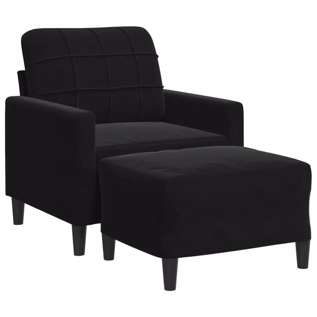 Poltrona relax con poggiapiedi vidaXL in velluto nero con struttura in metallo e legno – 2