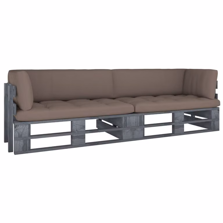 Maison Exclusive - Divano a due posti con cuscini, in legno di pino trattato, colore grigio