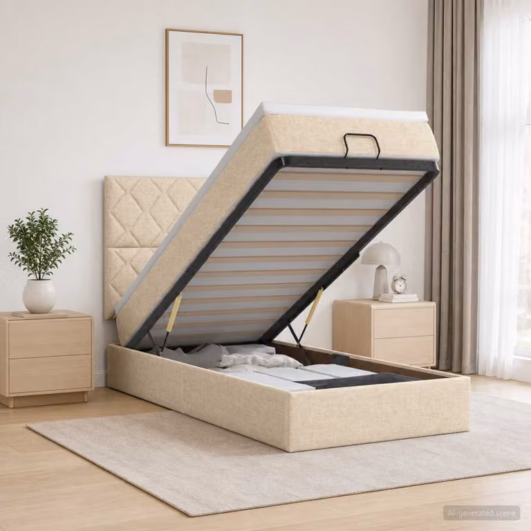 vidaXL Letto ottomano con materasso Crema 80 x 200 cm Tessuto