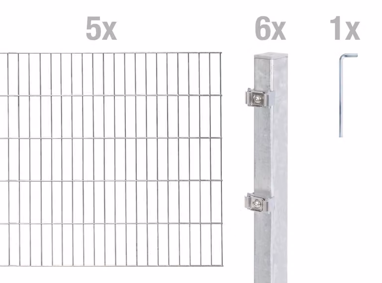 Alberts 654801 Staccionata doppia come set di recinzione completo di 12 pezzi, zincato a caldo, altezza 200 cm, lunghezza 10 m