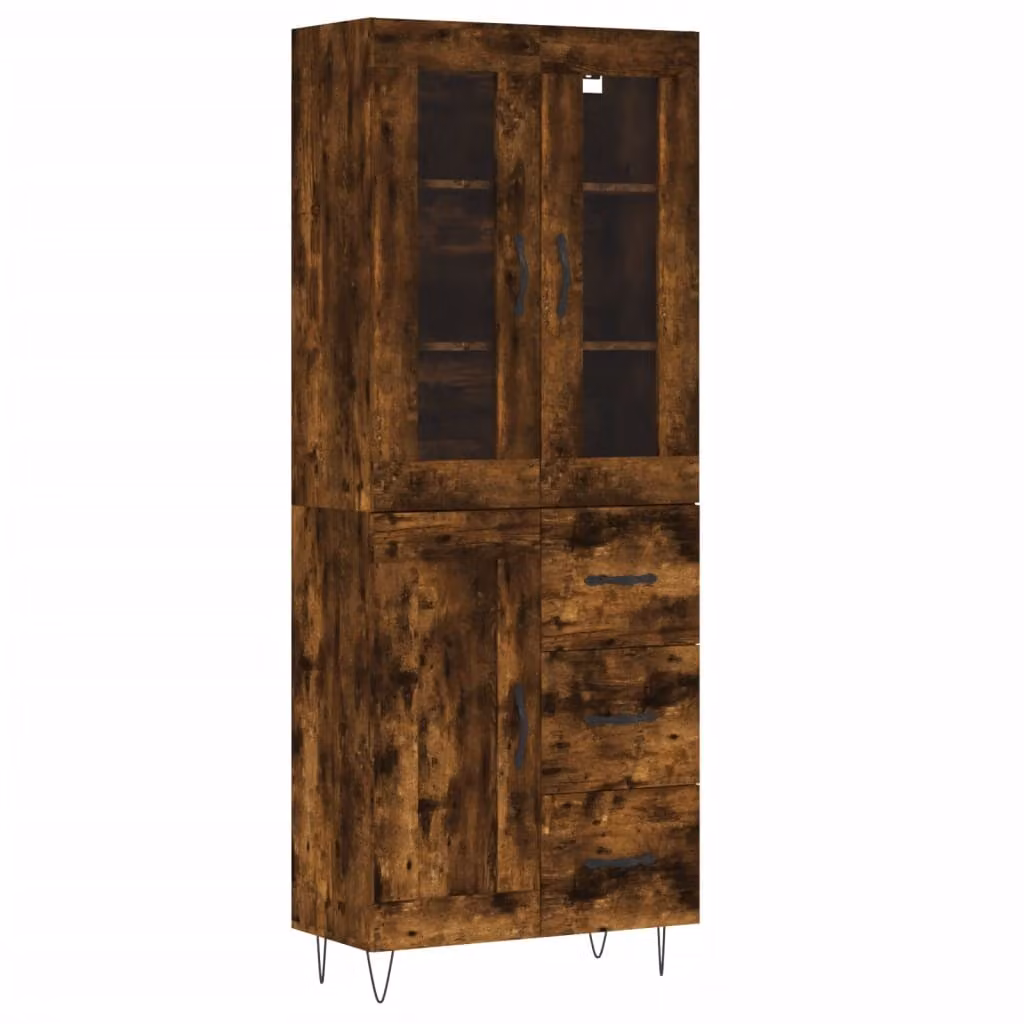 Credenza Rovere Fumo 69,5x34x180 cm in Legno Multistrato