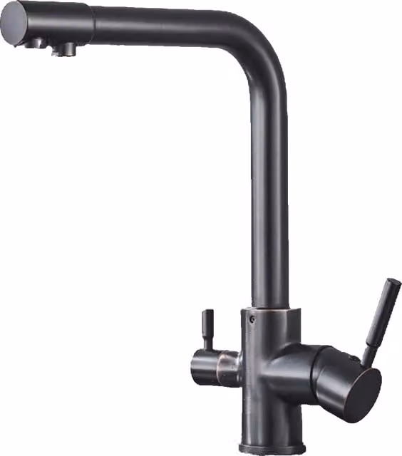 Miscelatore da cucina Klarwerk Felice a 3 vie per acqua potabile e filtrata in acciaio inossidabile nero opaco – 1