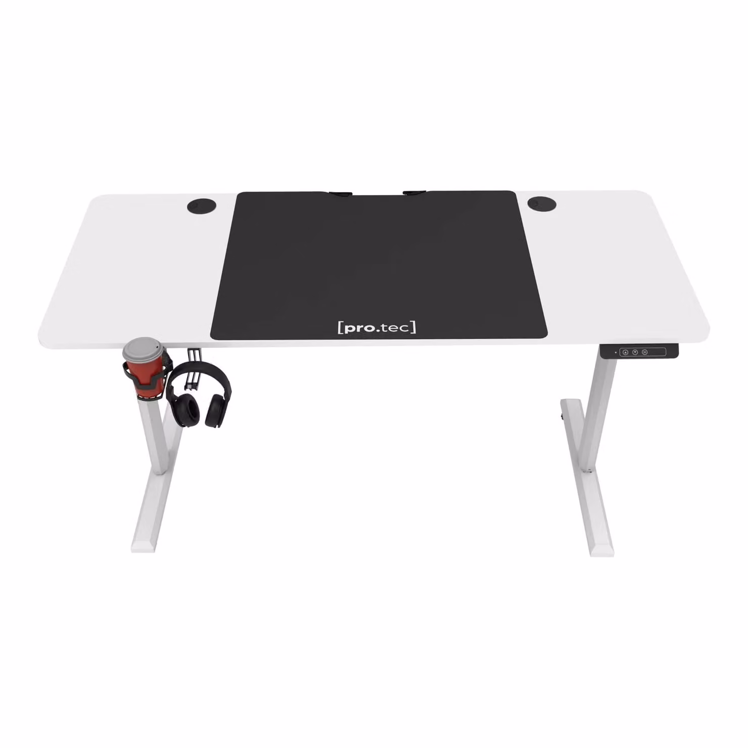 In And OutdoorMatch desk Jimmy - scrivania da tavolo - regolabile elettricamente - bianco e nero - 140 x 60 x 72-117 cm