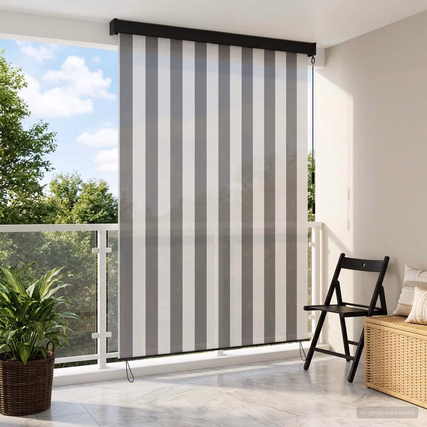 Tenda a rullo vidaXL in poliestere e alluminio, Antracite e Bianco, L 100 cm x H 250 cm