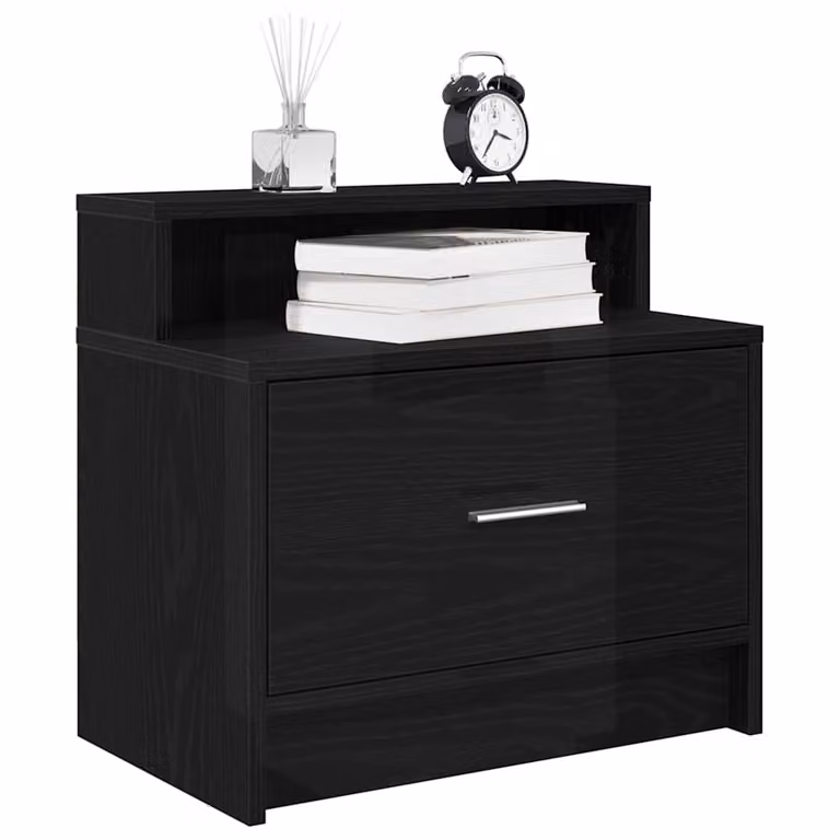 Set di 2 comodini con cassetto vidaXL moderni in nero opaco L: 51 cm, P: 31 cm, H: 47 cm