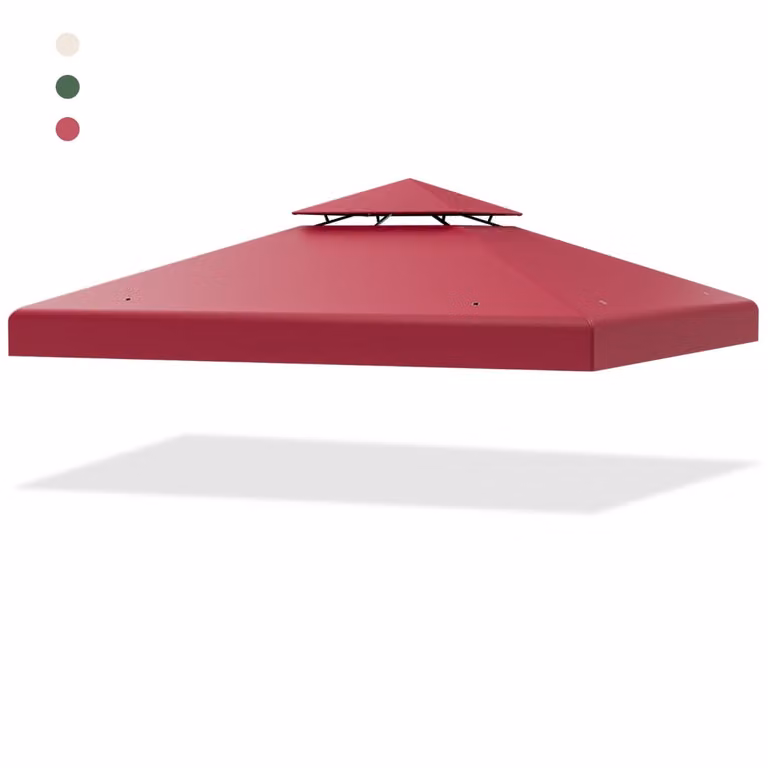 Copertura di ricambio per gazebo a 2 livelli Costway in poliestere, Rosso bordeaux, 300x300 cm