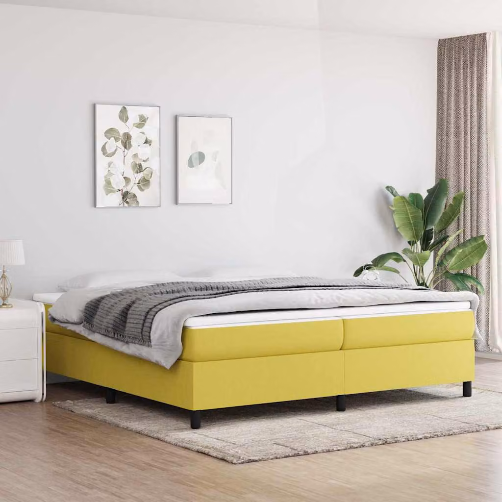 vidaXL Struttura Letto a Rete a Molle in Tessuto Verde e Giallo L: 200 cm, P: 200 cm, H: 35 cm