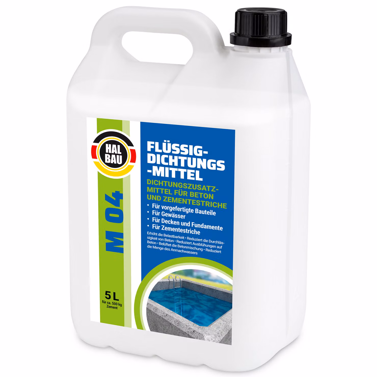 Plastificante Impermeabilizzante Sigillante liquido per calcestruzzo 5 L Massetto cementizio Additivo per malta HALBAU M04
