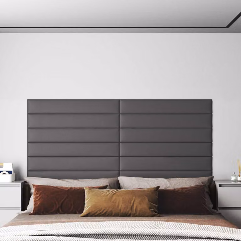 Set di 12 pannelli per testiera da parete vidaXL in tessuto grigio, L: 90 cm, H: 15 cm