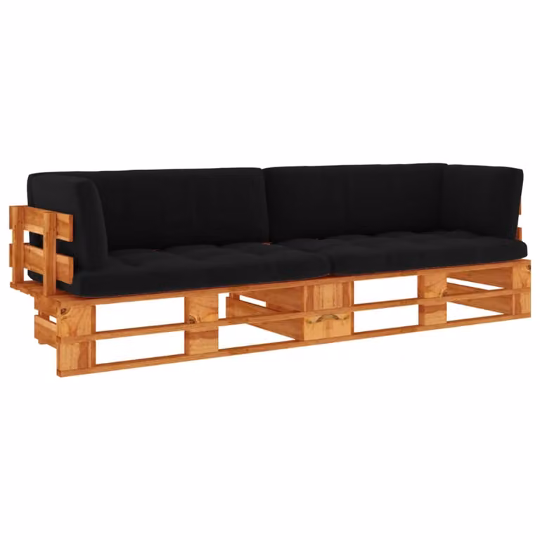 divano pallet a 2 posti in legno di pino impregnato marrone miele
