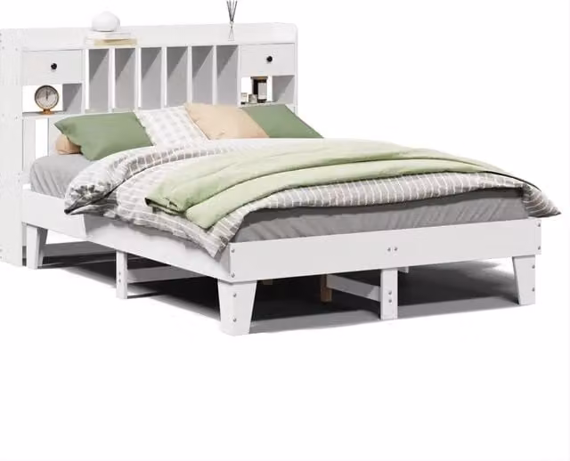 Letto matrimoniale | Letto per adulti | Letto senza Materasso Bianco 140x190 cm Legno Massello di Pino