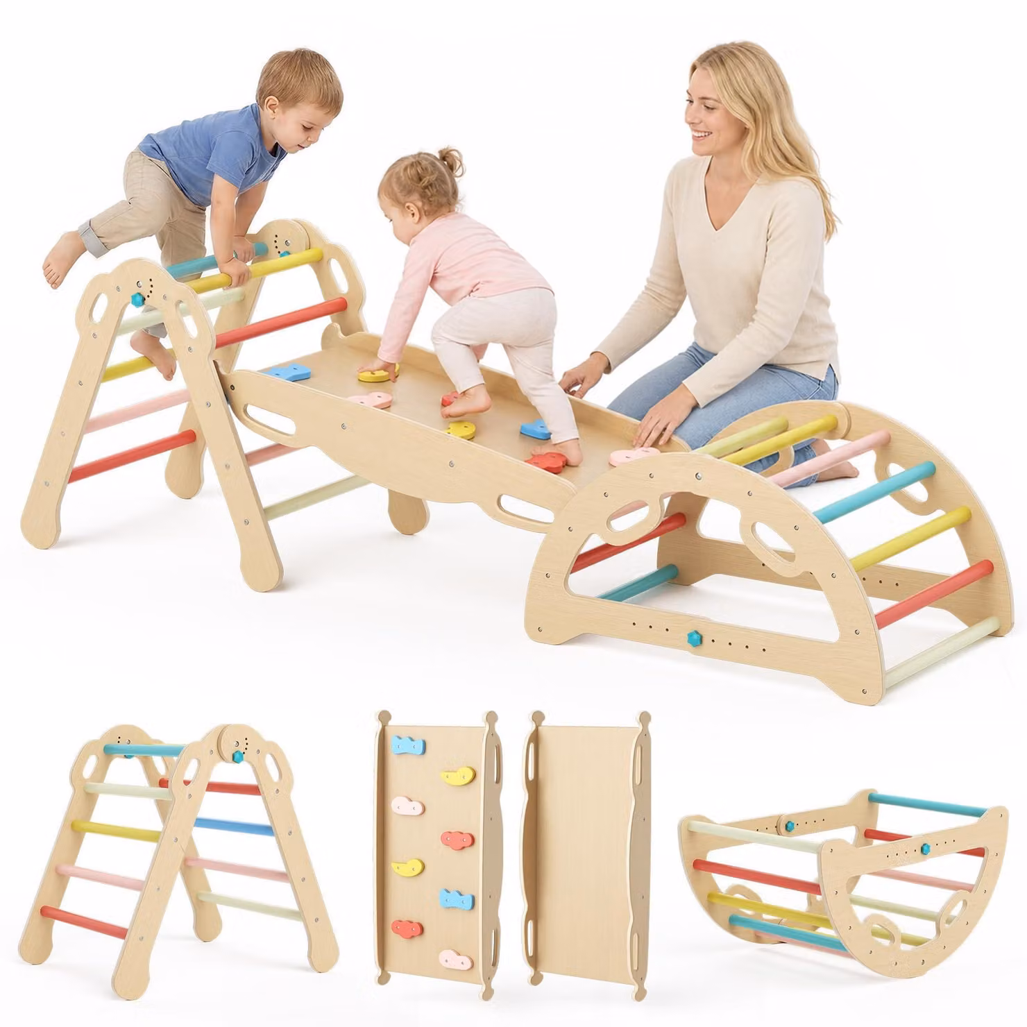 Struttura gioco multifunzione in legno per bambini piccoli e neonati