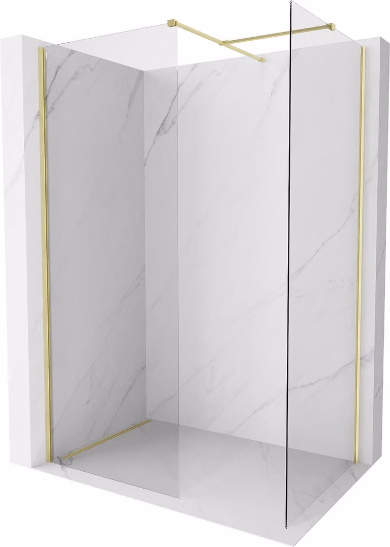 Mexen Kioto-X parete doccia Walk-in 70 x 70 cm, trasparente 10 mm, oro spazzolato - 800-070-202-55-00-070-X
