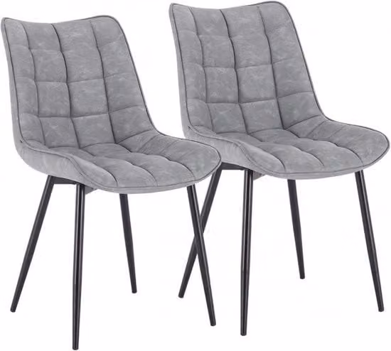 Sedie da Cucina - Qualità Premium Pelle Artificiale - Per la Sala da Pranzo, Salotto & Camera da Letto - Set da 2 - Grigio chiaro