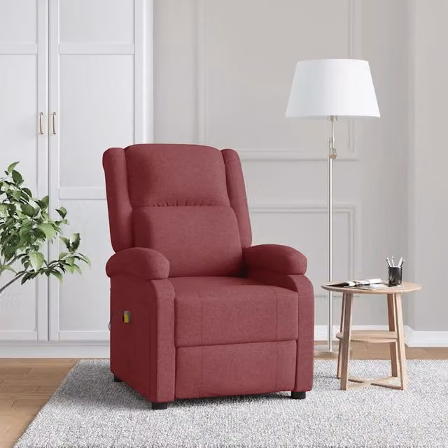 Poltrona ad Ala Massaggiante Rosso Vino in Tessuto 342430