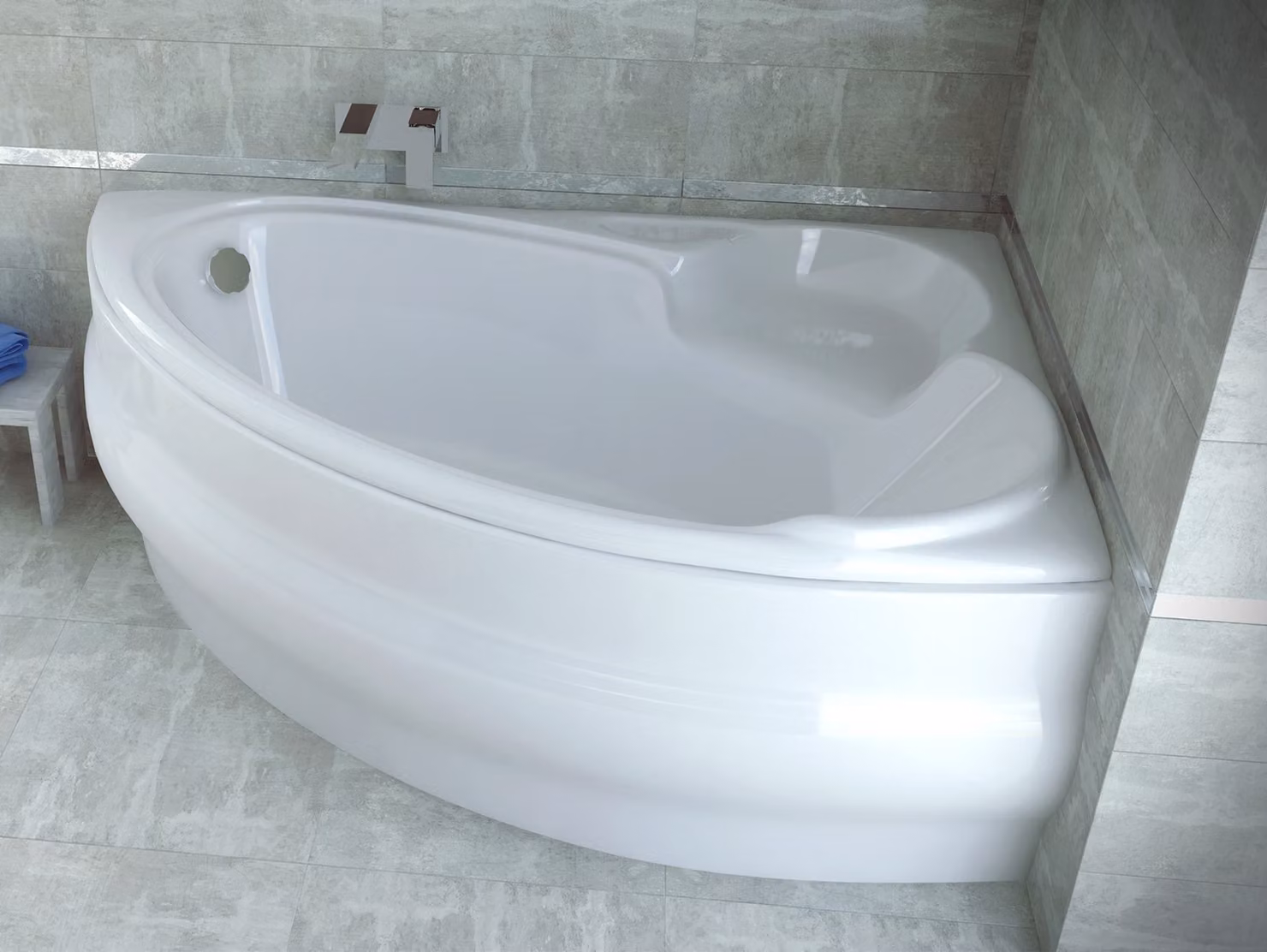 Vasca da bagno angolare 170x110 destra con grembiule in acrilico, set di scarico e piedini GRATIS | Set completo 4in1 Vasca da bagno originale in acrilico Siphon | BADLAND FINEZJA