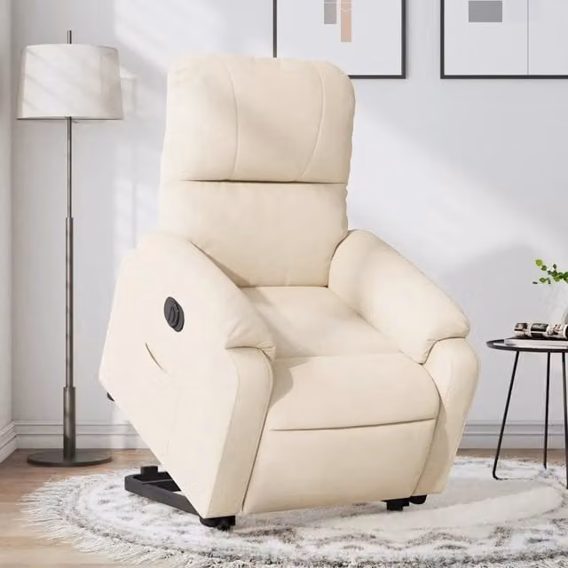 Poltrona Alzapersona Reclinabile Elettrica vidaXL in Microfibra Beige con Braccioli