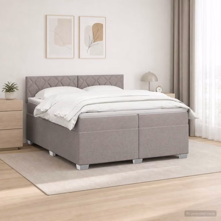 Letto box spring con materasso ibrido vidaXL in tessuto, L/P: 200 x 200 cm