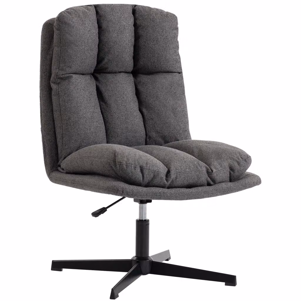 Poltrona girevole Minimal in tessuto grigio scuro con gambe in metallo matt – 2