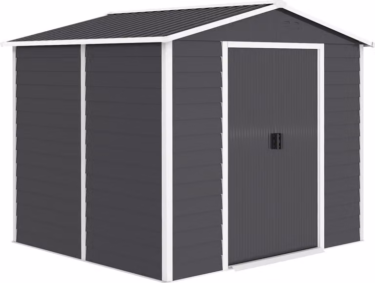 Casetta da giardino in metallo, resistente alle intemperie e con serratura, 240x206x198 cm